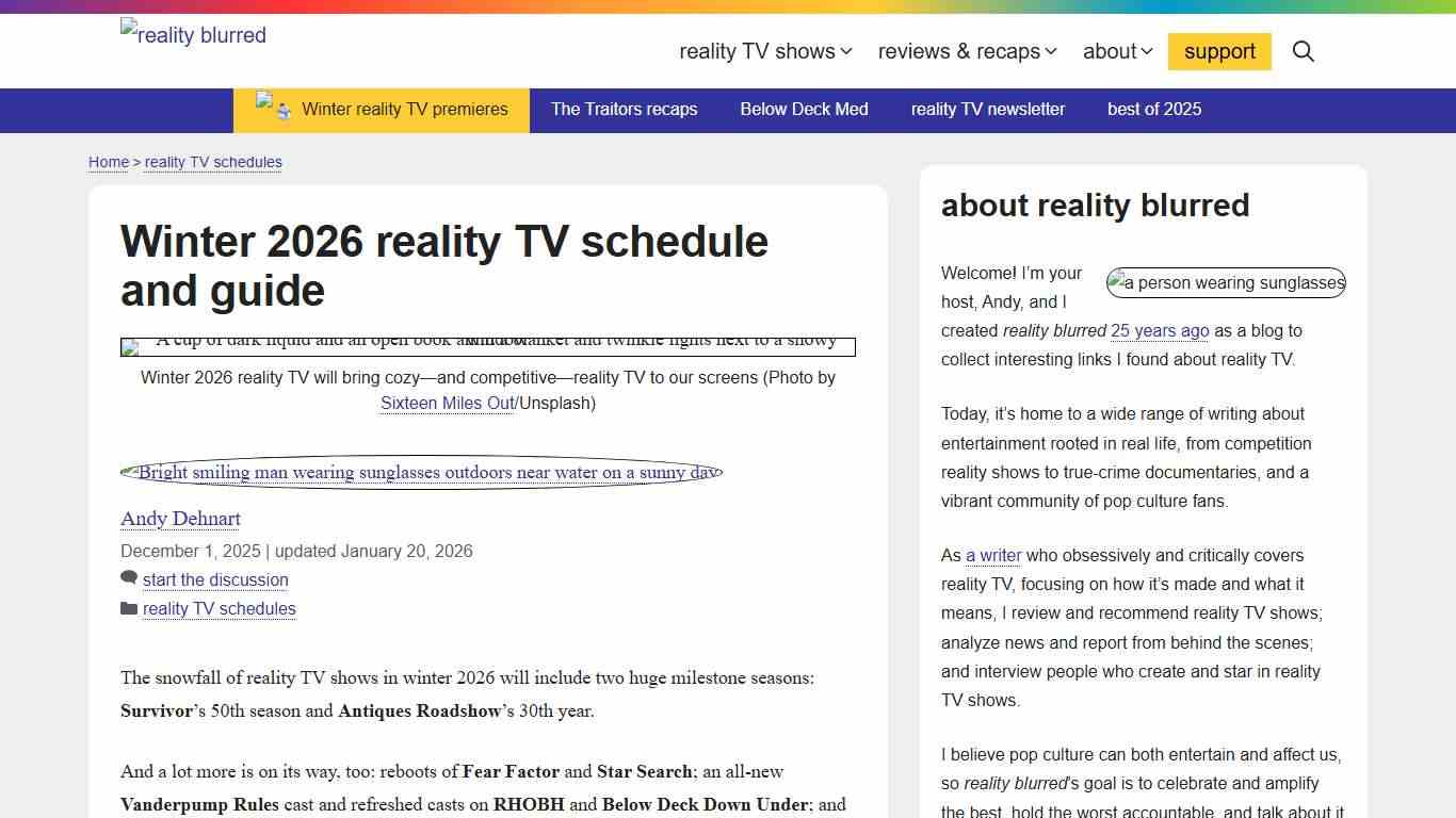 Winter 2026 reality TV schedule and guide – reality blurred